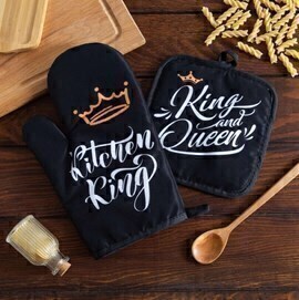 Набор кухонный 2 предмета (прихватка+рукавица) Доляна<5395309 King, прихватка 17*17+ рукавица 26*16>