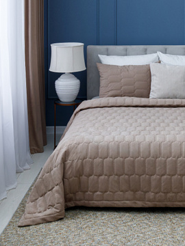 Покрывало стеганое велюровое SUN Decor Magic, NORMA, BEIGE